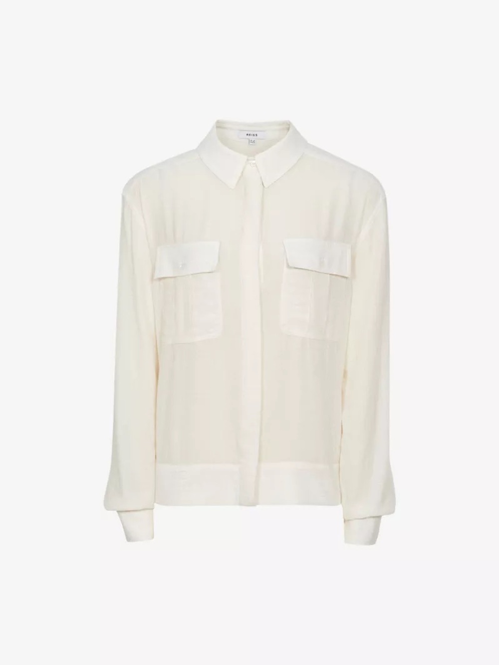 Reiss Cream Button-Front Textured Shirt Jacket